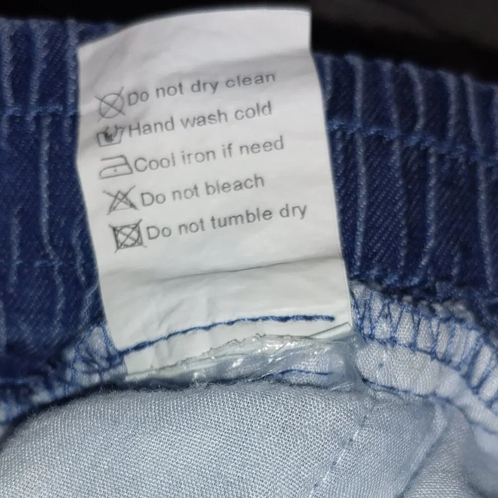 Unbranded Drawstring Wide Leg Chambray Pants Size 10 Blue
